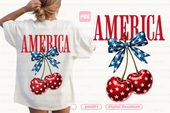 4th of July America Cherry Coquette Bow: A Trendy Patriotic Design