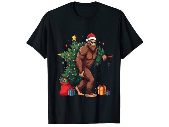 Bigfoot Christmas Tree Lights Xmas Boys: A Playful Holiday Design Asset