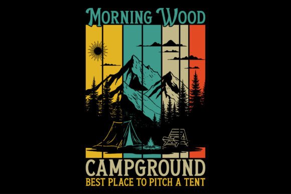 Camp Morning Wood PNG: Retro Camping Graphics