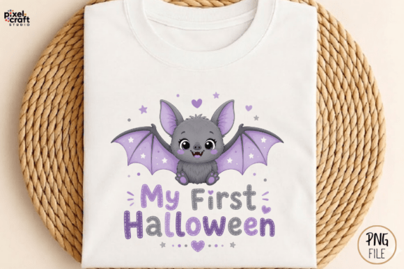 My First Halloween Pastel Baby Bat PNG: A Soft Spooky Design