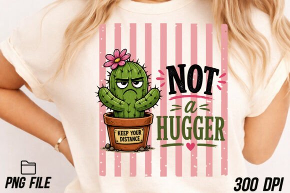Not a Hugger Cactus Funny Sarcastic PNG