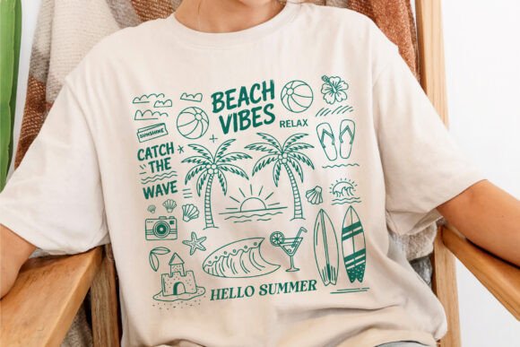 Retro Summer Doodle PNG: Your Key to Beach Vibes