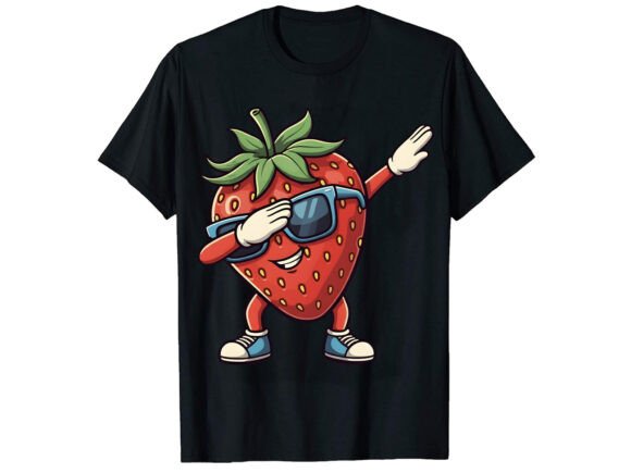 Strawberry Dabbing T-Shirt Design: A Burst of Playful Energy