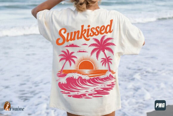 Summer Sunkissed Retro Beach Sunset PNG