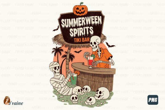 Summerween Spirits Tiki Bar PNG: Your Design for a Spooky Tropical Party