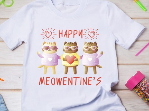 Valentine Cat, Happy Meowentines Clipart: A Designer's Playful Asset